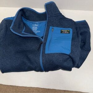 L.L. Bean Navy and Light Blue Zip-Up Fleece